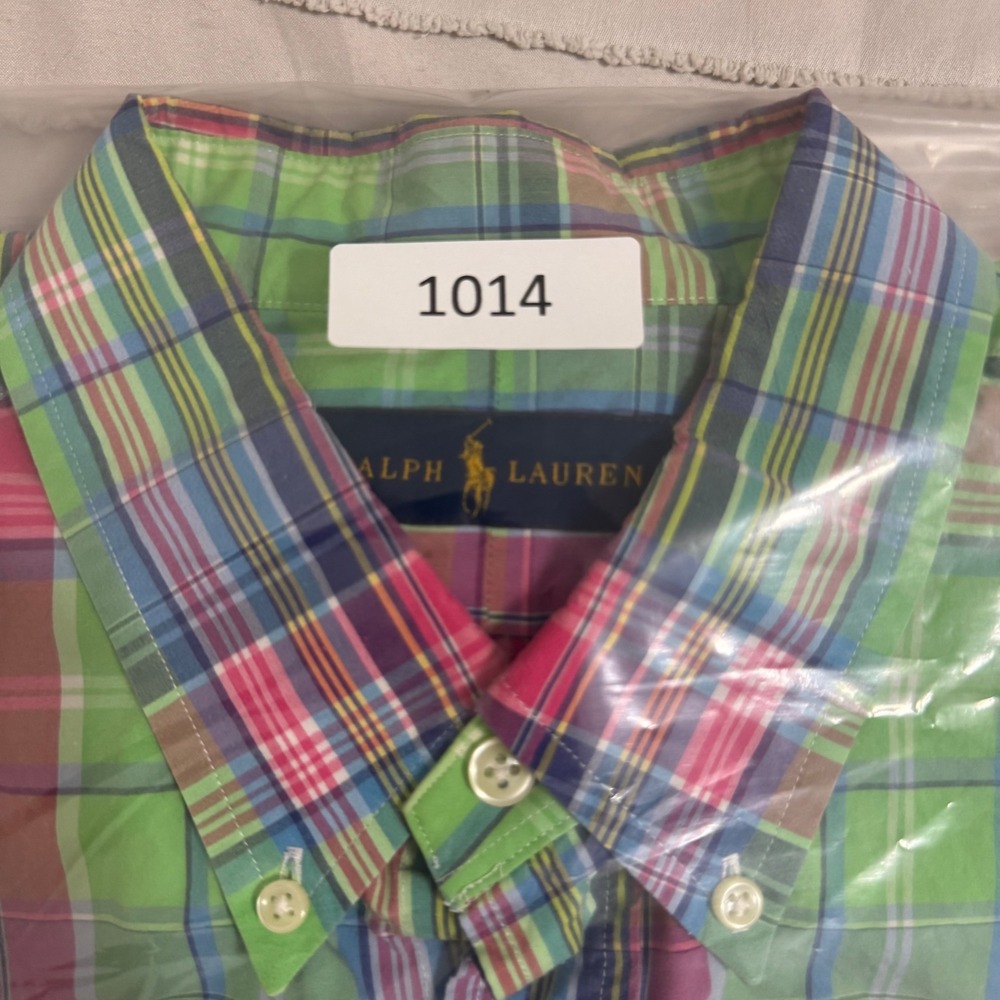 Ralph Lauren Button Down Shirt Mens L Green Plaid Excellent Long Sleeve Pony - Picture 7 of 7
